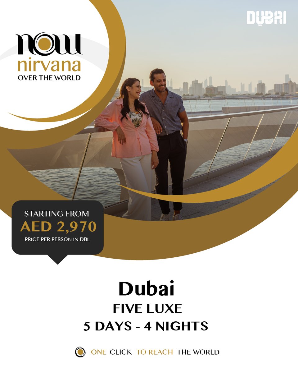 nirvanaoverthe1's tweet photo. Dubai: Where every moment is a masterpiece. ✨

From tranquil retreats to adrenaline-fueled thrills, curate your perfect escape.

Packages starting at AED 2,420 per person.

Book your dream trip with NOW!

#Dubai #VisitDubai  #NOW #NirvanaOvertheWorld https://t.co/mxYb1634fw