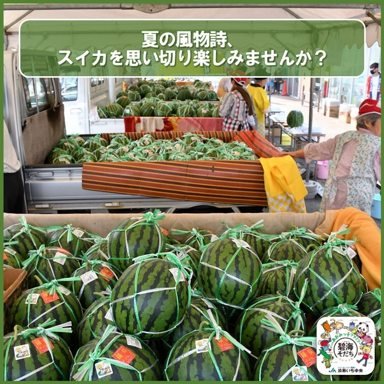 JA_Aichi_Chuo's tweet photo. 🍉スイカ好き集まれ！🍉
6/28(日)8時～JA産直センター刈谷北部で小玉＆大玉スイカのトラック市第2弾開催！
試食あり・数量限定！

#地産地消
#スイカ
#刈谷
#碧海そだち
#JAあいち中央 https://t.co/K69A98ZO4U