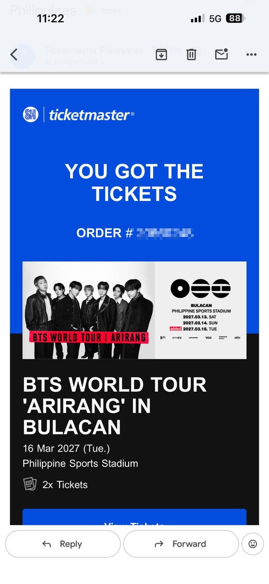 chiararosedmd's tweet photo. I'm seeing @BTS_twt on my birthmonth next year 😭💜🎂

Thank you, Lord, for blessing me with such beautiful &amp; kind people 🥹🙌🏻💜

#BTS #BTS_ARİRANG #BTS_ARIRANG_BULACAN #BTSARMY https://t.co/3ZPVtLpMCj