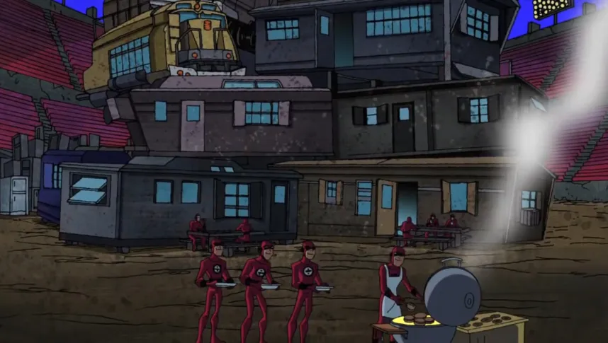 Toaster35751917's tweet photo. I love how over the top southern Billy Numerous is, in his introductory episode he steals an entire suspension bridge for some reason, sets up a trailer park in an abandoned stadium, and has grill out https://t.co/t71rwu1zOd