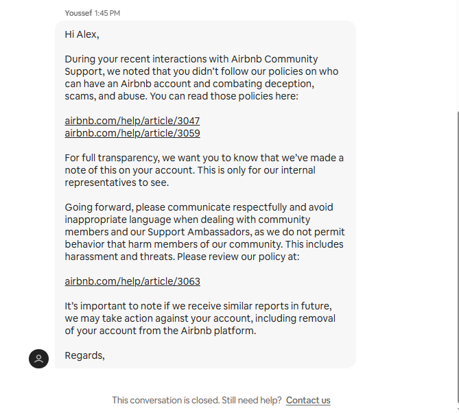 STR_cozy's tweet photo. @Airbnb  I keep receiving warnings from 1 airbnb team of ambassadors that my account may be deactivated for requesting "excessive reimbursement," yet nobody can tell me what that means, or what policy I've violated. Supervisors and simply the case. How is this fair to hosts?! https://t.co/Mcb6zYTpXG