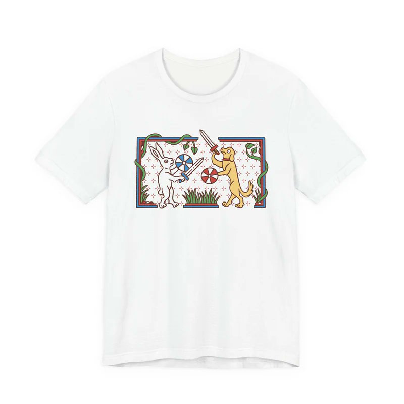 ArchaeoStore's tweet photo. Medieval Scene: Dog vs. Rabbit fight (2nd version): Ultra-Soft Premium Cotton T-Shirt

https://t.co/wOrRdZnAf8 https://t.co/eIwkTeiViI