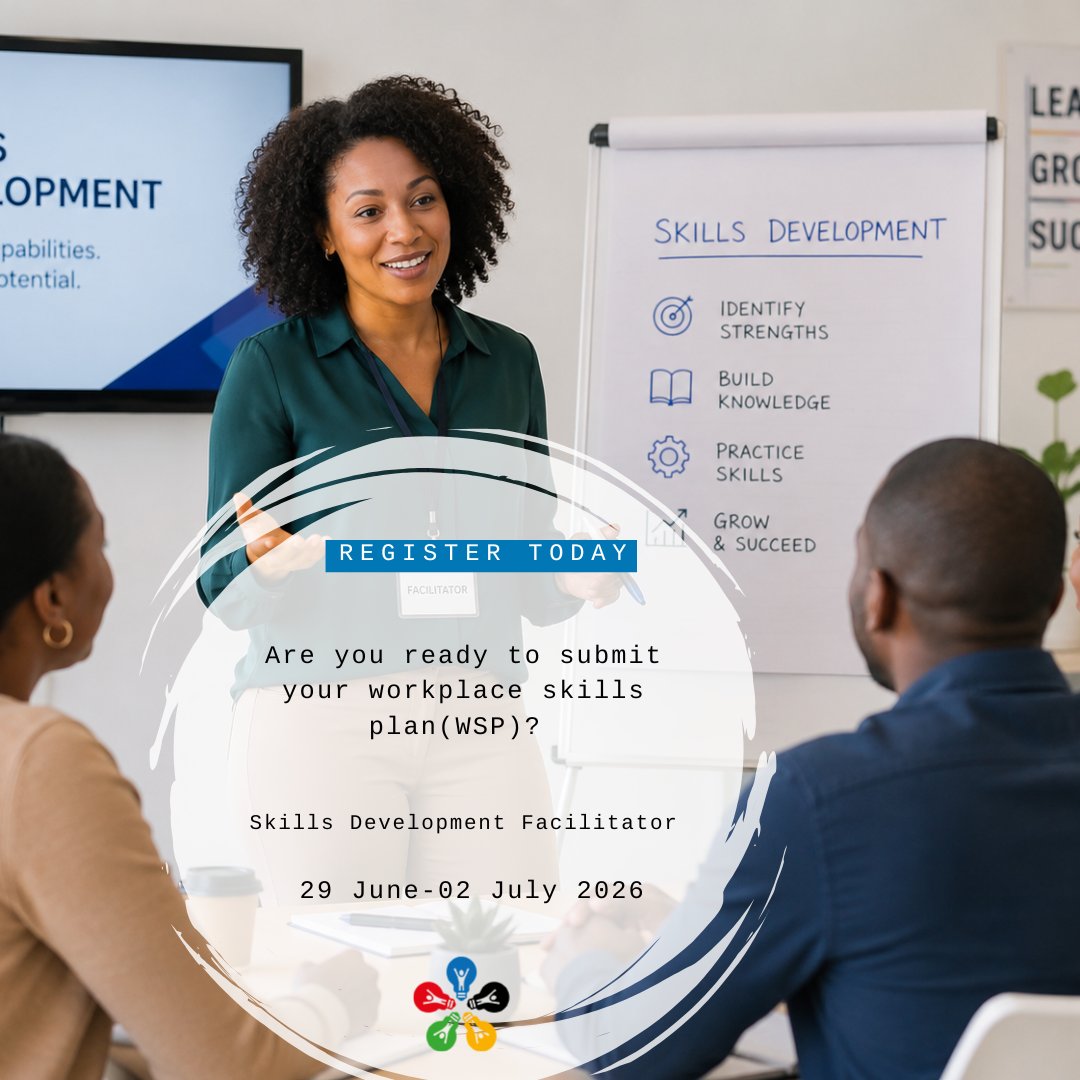 VeryCoolIdeas's tweet photo. 🚀 Ready to submit your Workplace Skills Plan (WSP)?

Join our Skills Development Facilitator (SDF) Workshop and gain the skills to manage WSPs, ATRs, and SETA compliance with confidence.

📅 29 June – 02 July 2026

📞 011 431 1504
🌐 https://t.co/uW6DP8yCTh https://t.co/FOxDR2wtS2