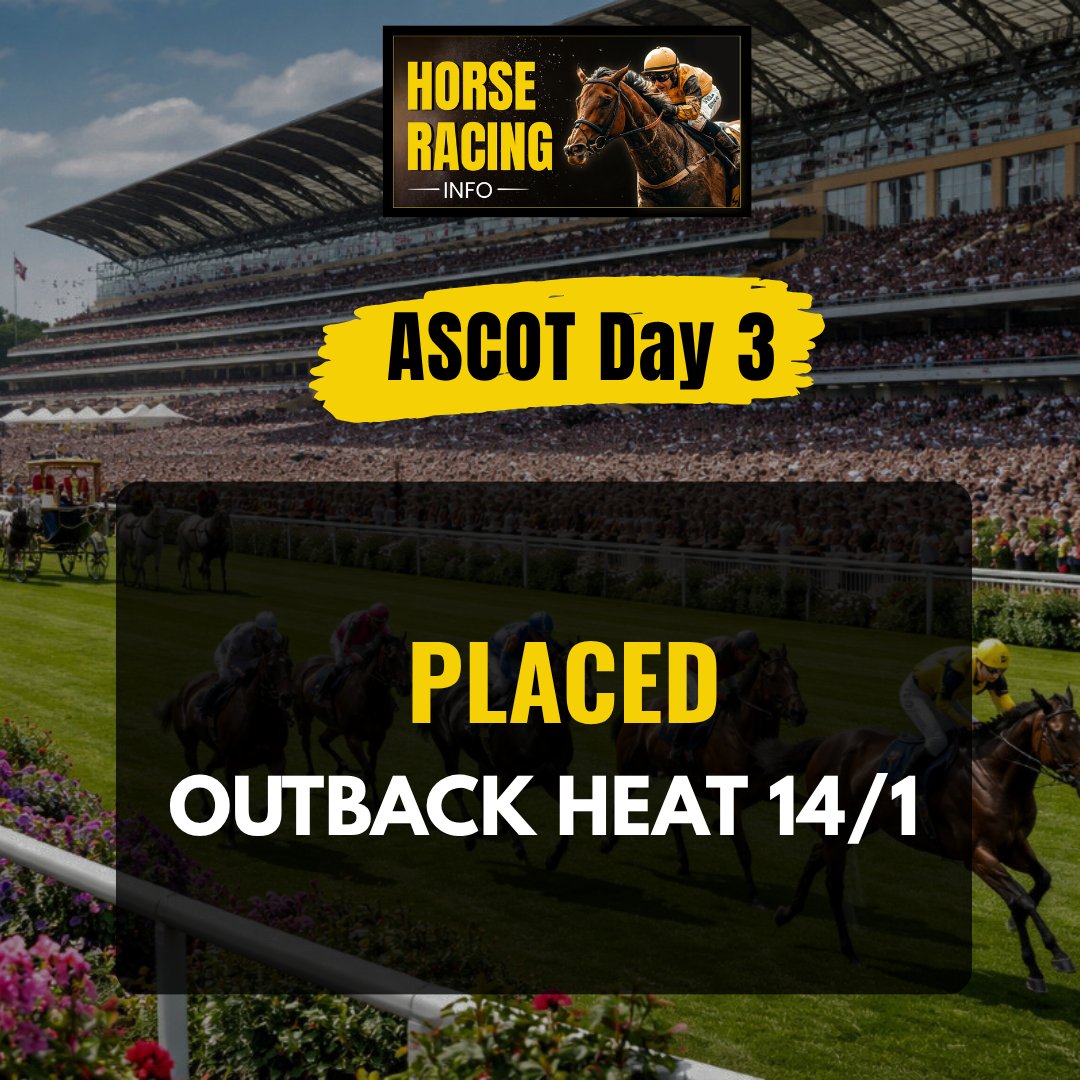 OfficialHRInfo's tweet photo. Royal Ascot Day 3✨🏇

🥈 Placed
⭐ Outback Heat 14/1

Join Our WhatsApp Group for Daily Racing Tips! 📲
(🔗 Link in Bio)

✅ We Are Always FREE

#winnerhorse #horseracingtips #ukhorseracingtips #winningtips #horsebetting #freebettingtips #royalascot #royalascotday3 https://t.co/AXHvreHc5v
