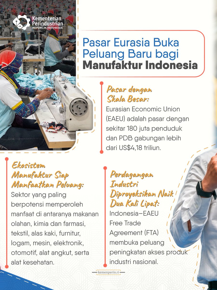 Kemenperin_RI's tweet photo. Indonesia dan Rusia membuka peluang kolaborasi industri yang lebih luas melalui INNOPROM 2026. Fokus kerja sama mencakup perluasan akses pasar, produksi bersama, dan pengembangan teknologi untuk memperkuat daya saing manufaktur nasional.

#InfoPerin #INNOPROM2026 #JagaIndustri https://t.co/b7mQjHcUpw