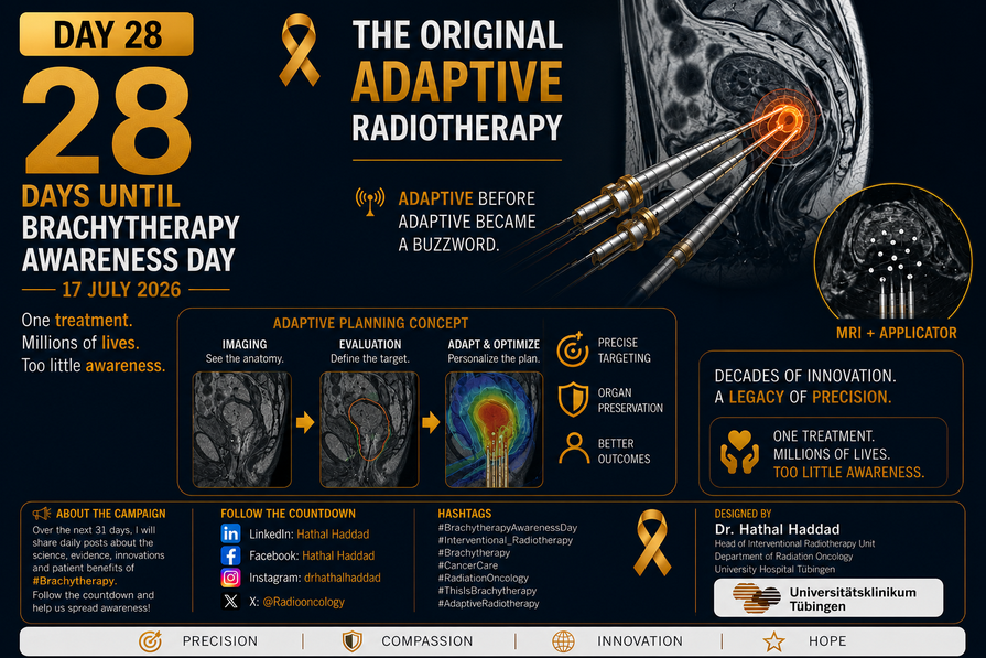 Radiooncology's tweet photo. 🎗️ 28 Days Until #BrachytherapyAwarenessDay
🔰 The Original #AdaptiveRadiotherapy
💡 Long before adaptive radiotherapy became a buzzword, #Brachytherapy was already adapting treatment to each patient.

🖥️ MRI
📡 CT
🔍 Ultrasound
📊 Advanced Planning
🎯 Precise targeting
🛡️ Organ preservation
😊 Better quality of life
🌍 A century-old treatment. A future-proof technology.
#Interventional_Radiotherapy #PrecisionMedicine #RadiationOncology #ThisIsBrachytherapy #BrachytherapyAwarenessDay @UroGec @AmericanBrachy @ESTRO_RT @ASTRO_org @degro_ev @uktuebingen @OncoDailyRT @oncodaily