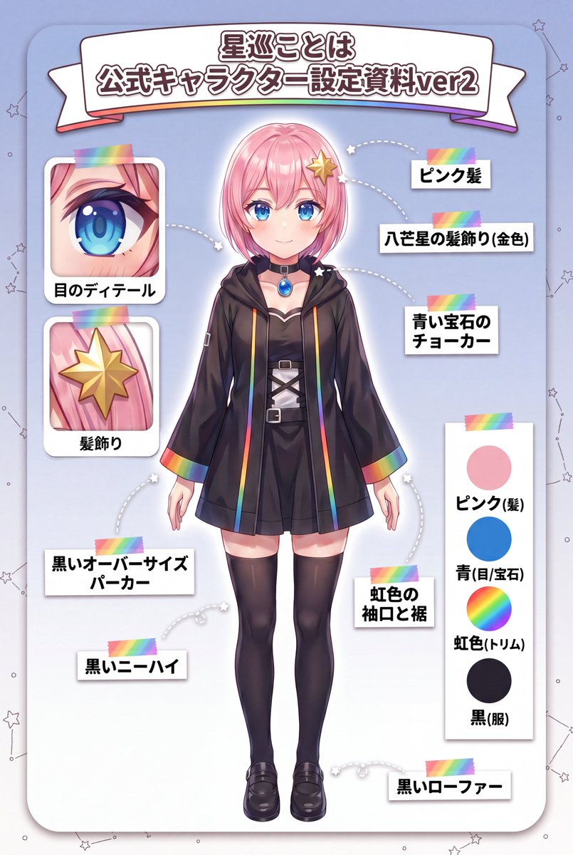 yoh様髪飾りオーダーページ できたぁぁぁ！！！ かなでちゃんの公式設定資料ver2です！！🌟 八芒星