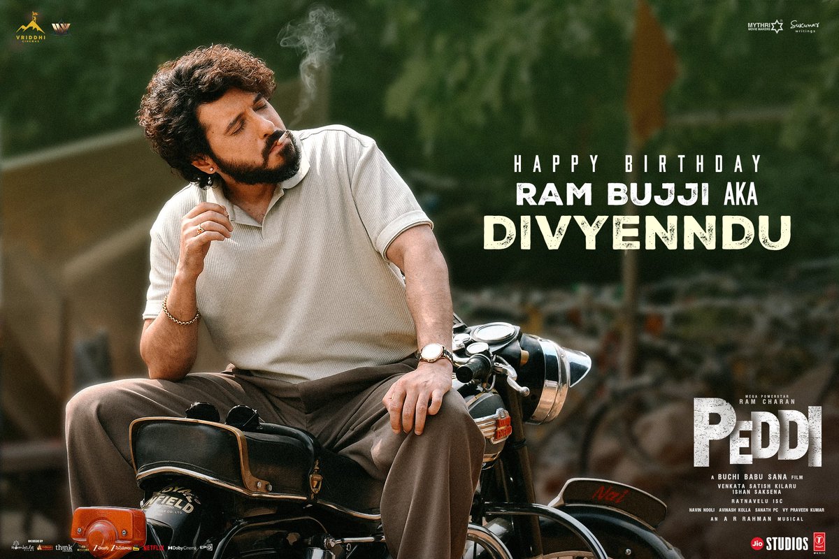 PeddiMovieOffl's tweet photo. Wishing our 'Ram Bujji' aka the supremely talented @divyenndu a very Happy Birthday ❤️

Continue to shine with many more memorable roles ✨

-Team #Peddi

🎟️ https://t.co/EMhY3eMGKq https://t.co/QdrJ1Tsk68