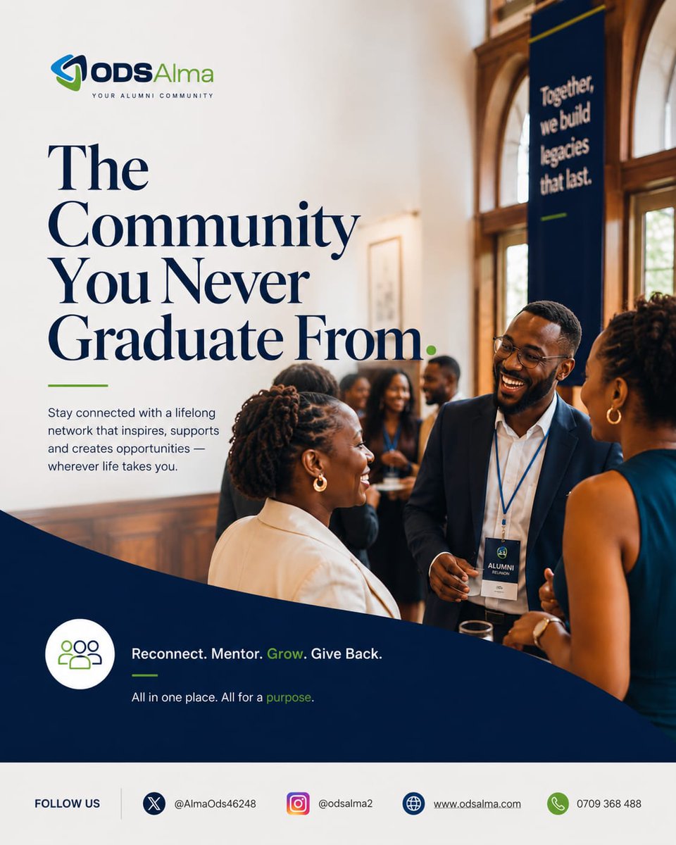 AlmaOds46248's tweet photo. 🎓Your Alumni journey doesn't end at Graduation.
Reconnect, grow, mentor and give back with ODSAlma. https://t.co/kunQz3bjji