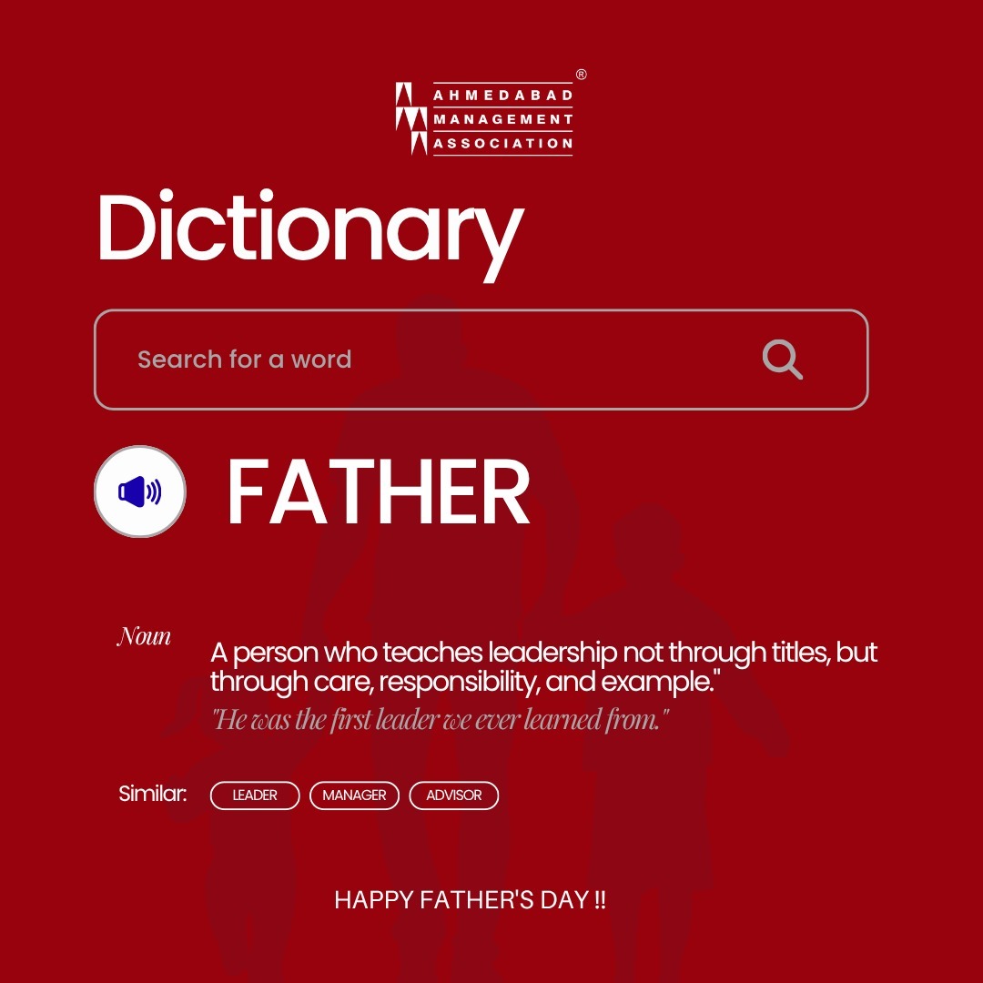 ama_ahmedabad's tweet photo. Dictionary defines him as a Father. Life knows him as our first Leader.
Before we understood leadership, management, or responsibility, we learned them from him.
To every dad who shaped our values and inspired our journey - Happy Fathers' Day
@Unmeshdixit
#ama #amaindia #fathersday #happyfathersday #father #dad #firstleader #leadership #mentor #rolemodel #gratitude #ahmedabadmanagementassociation