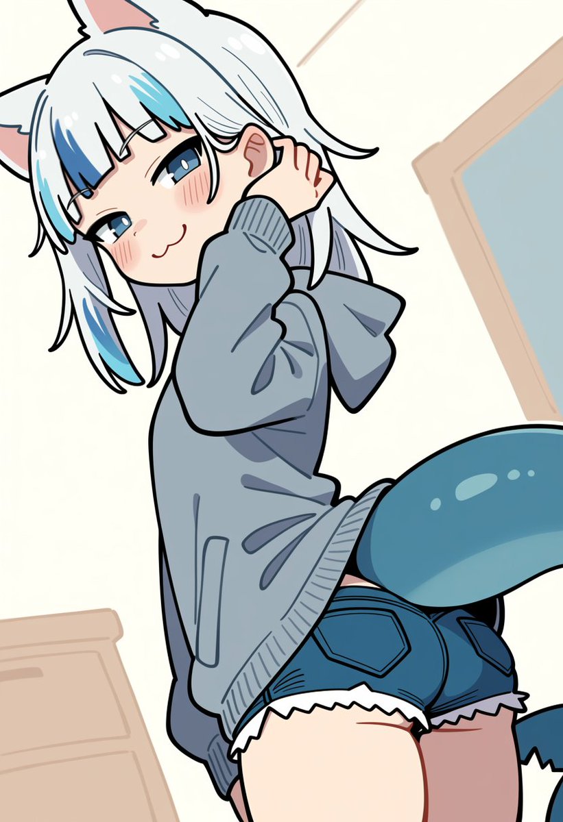 nextAIdom's tweet photo. Gawr Gura, cat-ear hoodie #ホロライブ #がうるぐら #AIイラスト https://t.co/yHhcnnSjqj