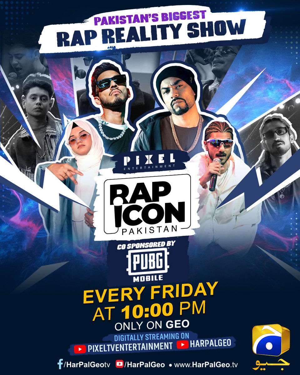 HarPalGeoTv's tweet photo. Watch #RapIconPakistan every Friday at 10:00 PM, only on Geo Entertainment.
#Harpalgeo #GeoTV #GeoEntertainment #PixelEntertainment https://t.co/lRW0KWRwgI