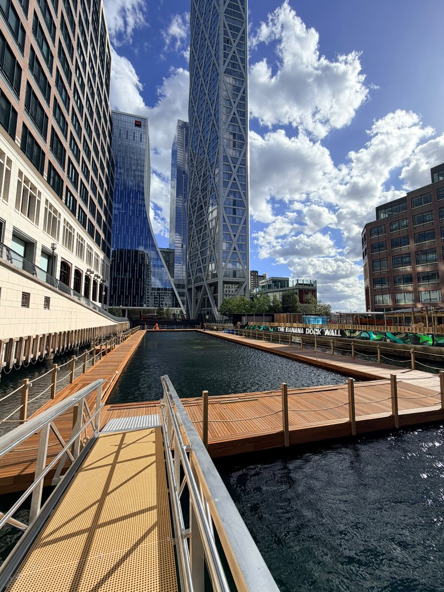 WardleMarine's tweet photo. Swimming Pool, CW P5
The floating swimming pool at #SeaLanesCanaryWharf is now complete!
We’ve added the floating lane markers, custom-made gangways and rope handrails – all ready to welcome the wild swimmers of London!
Contact us to see what we can do for your own project. https://t.co/z5qRrpN7HB