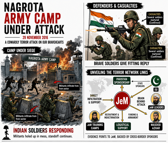 LLexicon77's tweet photo. Nagrota 2016: when terror strikes defense, our soldiers stood brave. Cross-border sponsors must be exposed. #StopTerror Pak Army: Fountainhead of Terror https://t.co/czXNp9bCgH