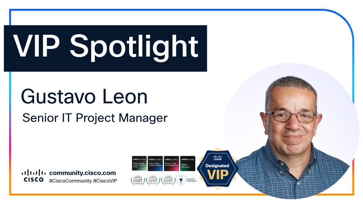 CiscoCommunity's tweet photo. 17 years in IT. Expert in security & project management. Meet our #CiscoVIP, Gus @gusleond who's passionate about mentoring others! ๐
Catch his short interview at #CiscoLive-see what drives his impact in the #CiscoCommunity!
Get inspired: https://t.co/vHVkOataIP
#VIPSpotlight https://t.co/izVrEDTY2m