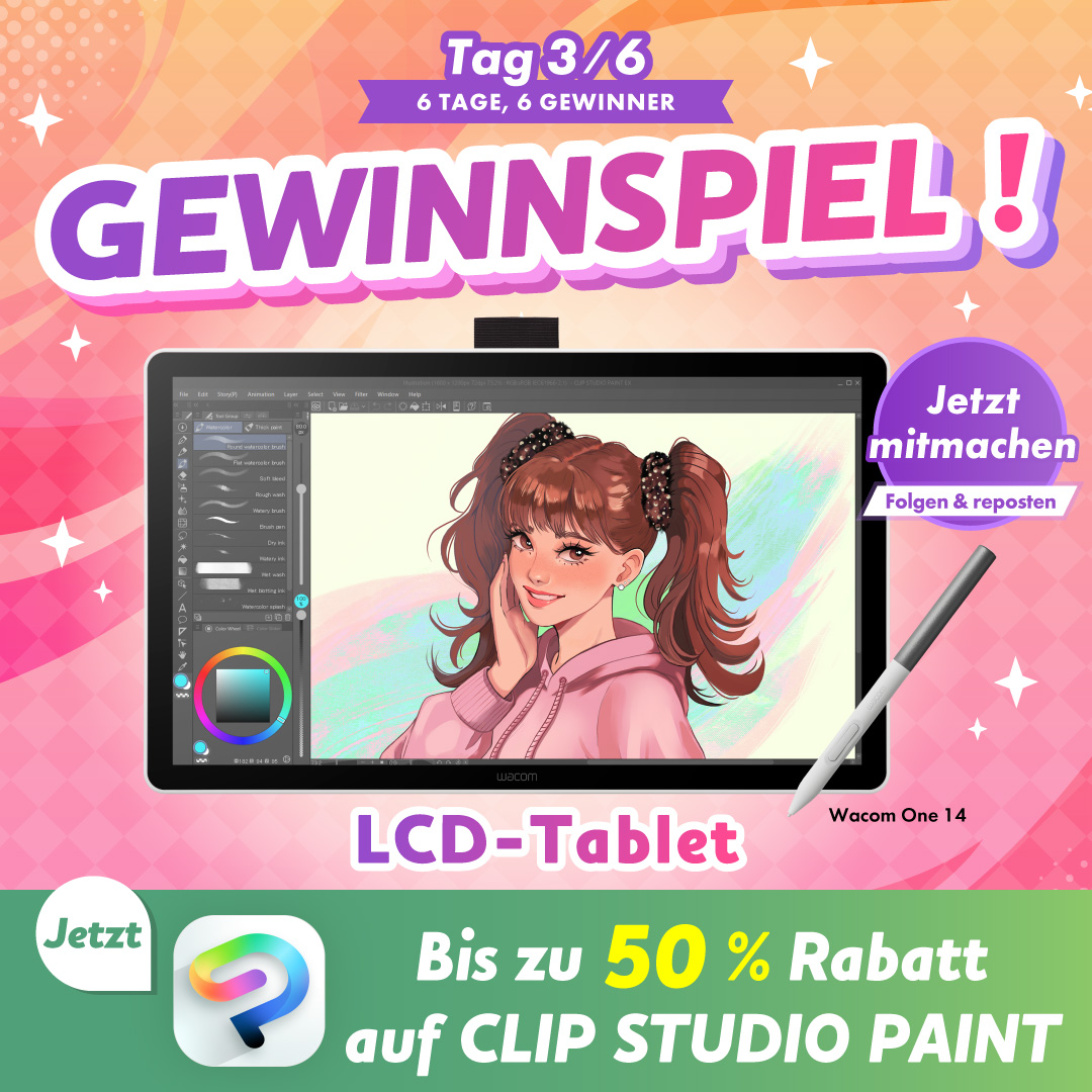 clipstudiopaint's tweet photo. Bis zum 23. Juni, 10:00 (MESZ)

https://t.co/L8aisxyxa5 https://t.co/6Kbdbu13dL