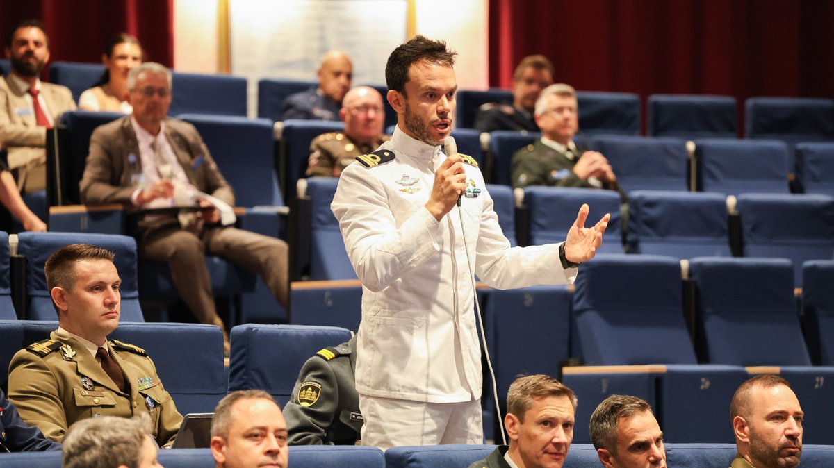 CMC_NATO's tweet photo. This morning, I had the privilege of speaking to the 148th Senior Course at the NATO Defence College in Rome. 
In a few days, one of them will sit in my chair and simulate my job — and I told them honestly: you are about to do, in miniature, one of the most important thing this Alliance does.

The #NATO Military Committee exists to give honest military advice to the leaders of 32 nations.
It is a responsibility I carry with pride, and one these officers are about to taste for themselves.

Here is what never stops moving me. 
Different uniforms, different languages, different histories — and yet we share a single profession with a single grammar. 
Clausewitz, Jomini, Sun Tzu, Thucydides. 
Put any of us before a map and a mission, and we reason the same way. 
That shared craft is not a theory. 
I watch it work, in that room, again and again.

More often than not, the Committee agrees — not because anyone is ordered to, but because the analysis takes us there. When that happens, you are seeing the Alliance at its very best. 
It is real, and more durable than any of its difficulties.

This is our added value. 
The diversity that makes our task demanding is the same diversity that makes our consensus do meaningful. 
Thirty-two sovereign nations choosing — every single time, with no obligation of force — to act as one. 
No adversary can replicate that. 
It can only be built, patiently, in rooms like the one those officers are about to enter.

And we are learning to do it faster. 
Time now shapes everything — from sensor to shooter, from factory to front line. 
Our principles are our greatest strengths, and the task of this generation is to make them move at the speed the moment demands. 
I have every confidence they will.

So to the officers taking that chair next week: take it seriously, take each other seriously, and watch how people who begin the day apart can end it united by a shared profession. That is the #Alliance.

#WeAreNATO
#StrongerTogether
#NDC75
@NATO_DefCollege