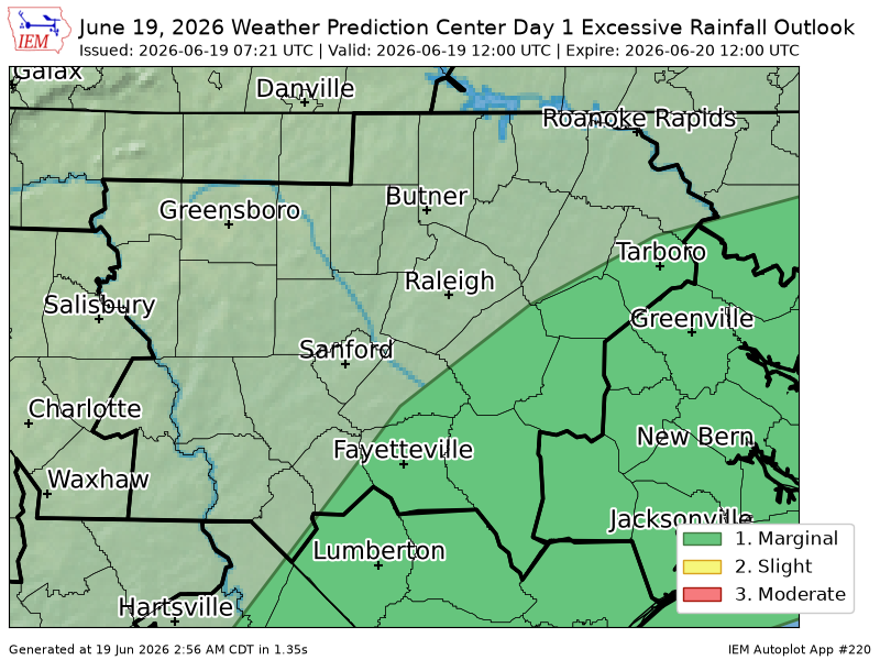 jtm289's tweet photo. WPC issues Day 1 Marginal Risk Excessive Rainfall Outlook at Jun 19, 7:21z for RAH https://t.co/ZqQxUp2zB4 https://t.co/blfTva6ywi