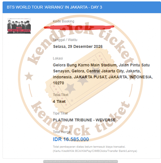 kendrickticket's tweet photo. BTS WORLD TOUR ARIRANG Jakarta Additional Show - Presale

Secured 15 tix
7 x Platinum Tribune
4 x Cat 1
4 x Cat 2 https://t.co/4qoZvqFKXf