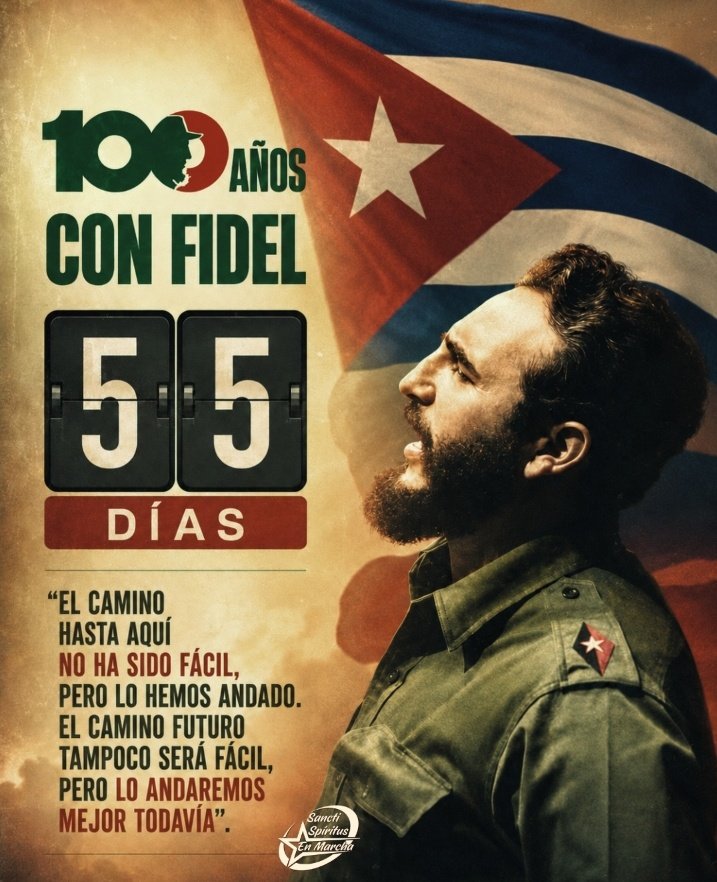 ssp_enmarcha's tweet photo. A 55 días de su centenario, el mejor homenaje a Fidel es seguir adelante, con la unidad como escudo y la certeza de que, con nuestro propio esfuerzo, venceremos!!!

#NuestraRespuestaEsLaUnidad
#100AñosConFidel
#SanctiSpíritusEnMarcha https://t.co/skJdHafsLp