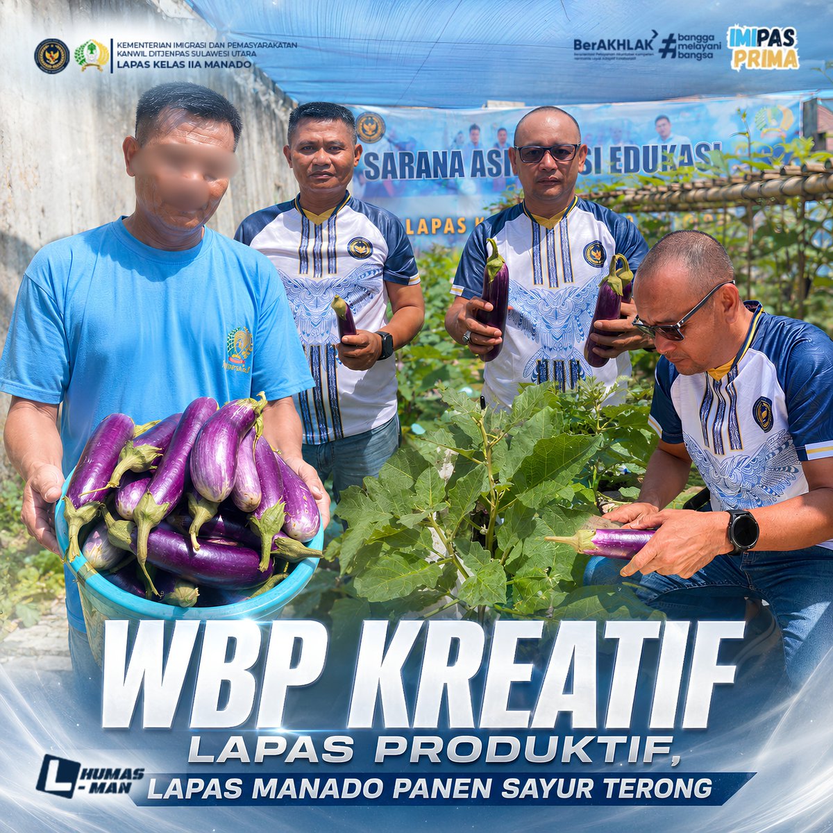 lapas_manado's tweet photo. WBP KREATIF, LAPAS PRODUKTIF: LAPAS MANADO PANEN SAYUR TERONG

#Kemenimipas
#pemasyarakatan
#ditjenpas
#lapasmanado https://t.co/YcFsui8gqB