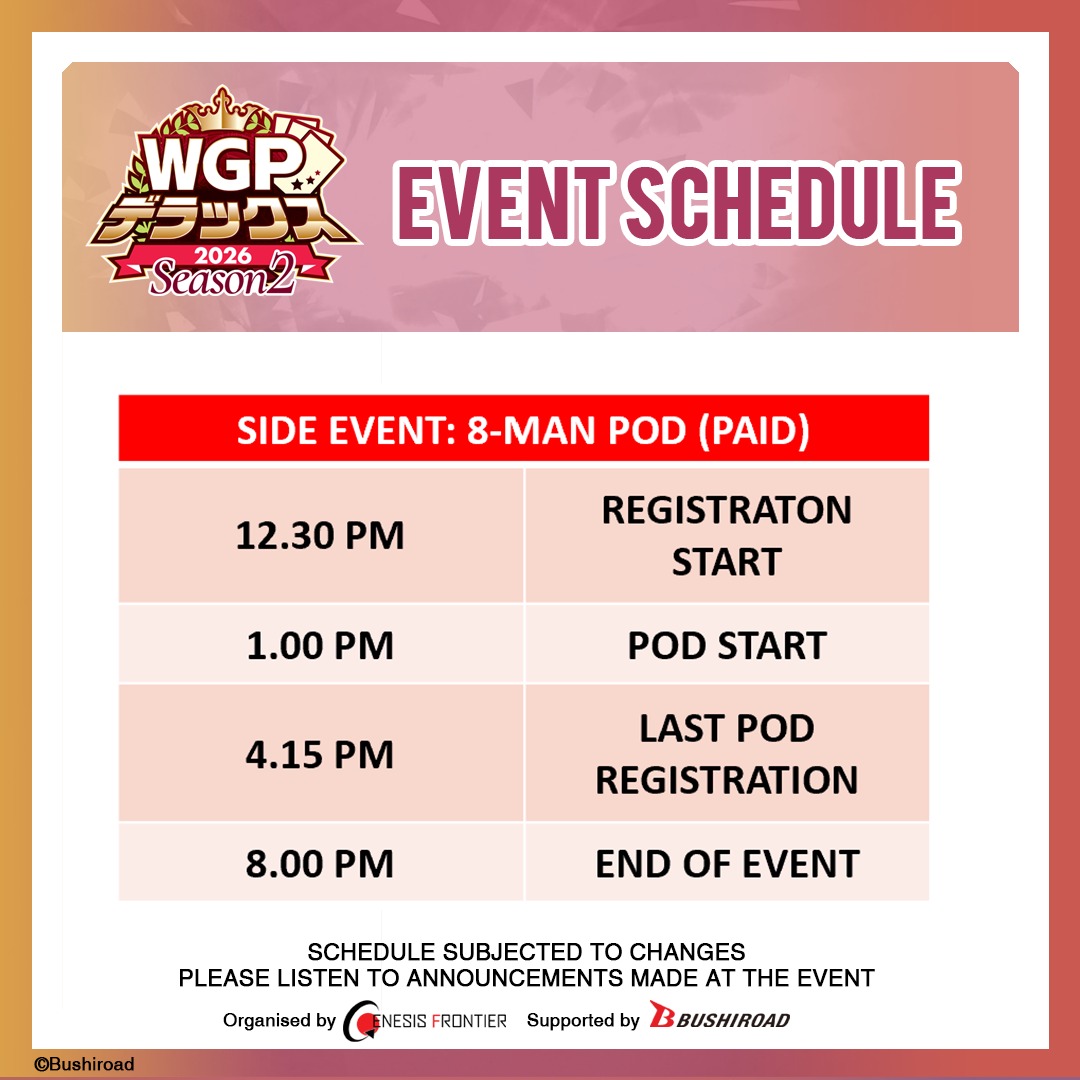 GenFronTCG's tweet photo. 📢 Attention Vanguard Cardfighters!

Check out the Schedule for the Event Here!

Full Info: https://t.co/xyEpdOUlrK https://t.co/gUdllfmmTE