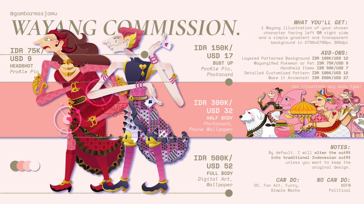 gambarmasjamu's tweet photo. URGENT COMMISSION!! ✨
[🔁+🩷 are appreciated!]

Halo teman2 dikarenakan aku perlu membayar kosan dan persiapan medical check up berikutnya, aku membuka commission dgn slot terbatas sbg berikut:

5 Headshot
3 Bust Up-Full Body
1 Chara Sheet

ToS di Bawah ya~
(1/2)

#commission https://t.co/CIWa5QYmI7
