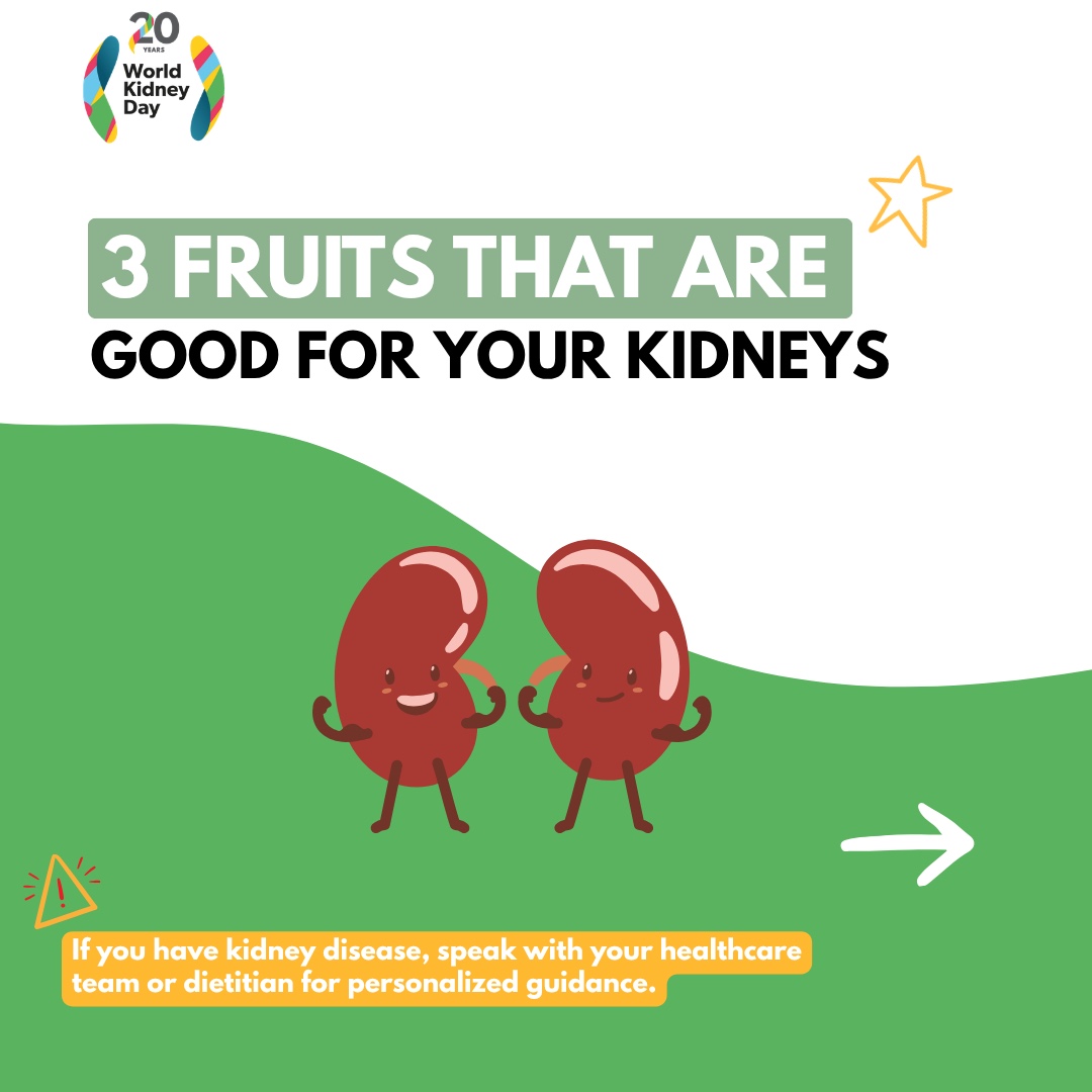 worldkidneyday's tweet photo. Looking for a quick, healthy snack that's good for both your overall health and your kidneys? Check out these 3 fruit suggestions. Which one is your favorite?

Healthy diet protects your kidney health. Learn more: https://t.co/KPTHVvgF08

#WorldKidneyDay #OurKidneysOurPlanet #KidneyHealthForAll