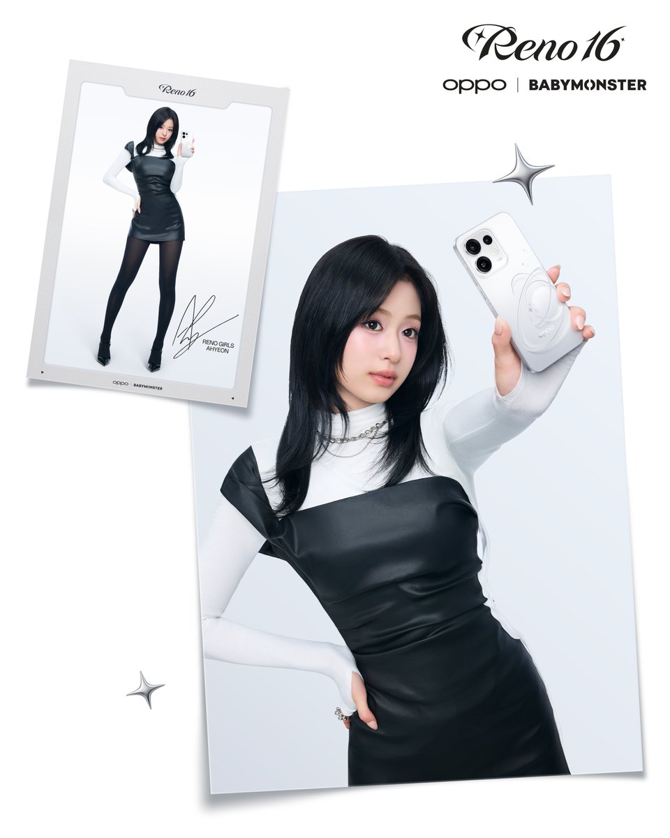 OPPOFrance's tweet photo. AHYEON assure parfaitement la #OPPOReno16Series en Pop White 🤍
#OPPOReno16SeriesxBABYMONSTER https://t.co/4g4rZv0LpS