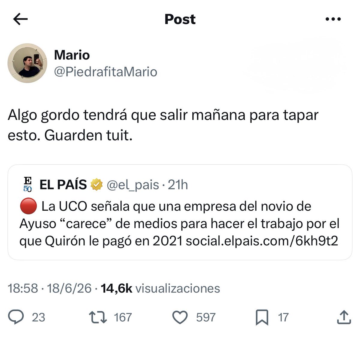 PiedrafitaMario's tweet photo. Este país es tan previsible. https://t.co/eClAFbsKqO