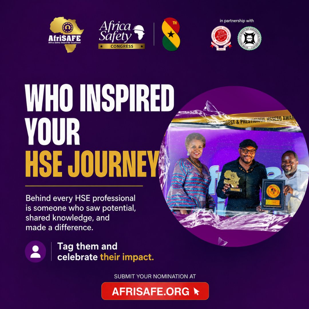 HSENations's tweet photo. This #Friyay Let’s do something powerful today. 👇

Tag a safety professional who inspired your #HSE journey and whose work deserves continental recognition.

No long speeches. No big grammar.
Just their name and why they matter.

Let’s make sure the right people are seen at AfriSAFE 2026.

Visit: https://t.co/Yj8ZIBT7q8 to learn more.
For reservations, sponsorship, and inquiries: ☎️ +2348036979392

📍 Labadi Beach Hotel

📅 November 5–6

In partnership with top safety and electrical bodies in Ghana, AfriSAFE 2026 is set to redefine industry standards.

#MakeSafetyVisible #AfriSAFE2026
#BeSeen #JoinTheMovement #BeAfriSAFE