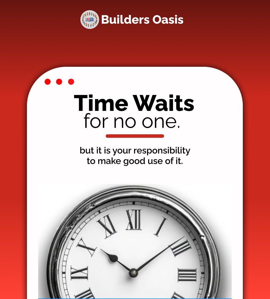 builders_oasis's tweet photo. Time Waits for no one. 

Start building NOW! https://t.co/zfsi4VRmN1