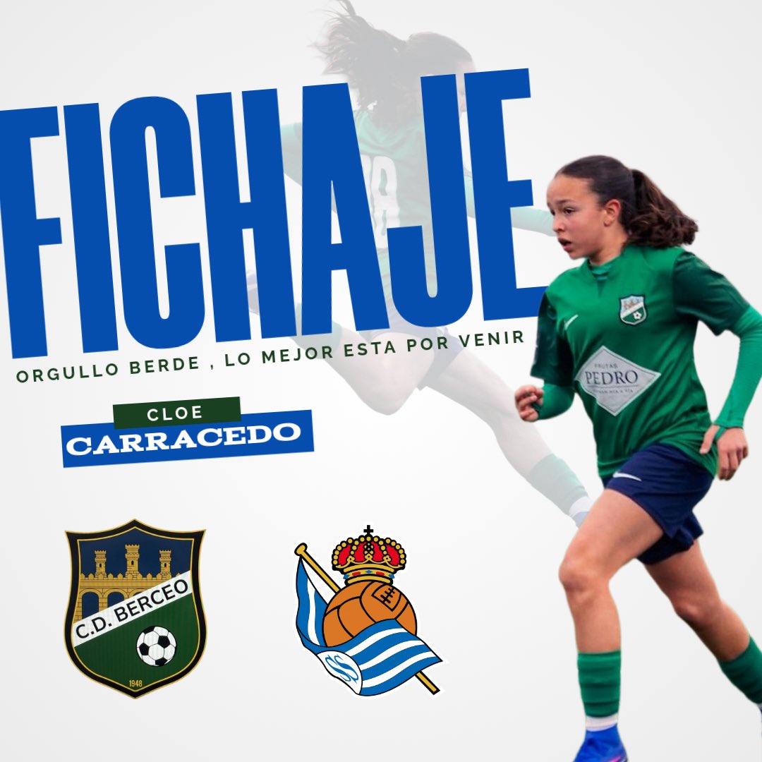 cdberceo's tweet photo. FUTBOL BASE |

Nuestra jugadora infantil Cloe Carracedo jugará la próxima temporada en la cantera de la @RealSociedadFEM

Un premio enorme a su trabajo, constancia y pasión por el fútbol desde pequeña. Estamos muy orgullosos de haber formado parte de su camino

¡Enhorabuena Cloe! https://t.co/l7YCSdgWKQ