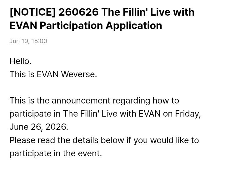 kdnkji's tweet photo. จะมีกิจกรรม <The Fillin' Live with EVAN> ที่จัดขึ้นวันที่ 26 มิ.ย นี้ สุ่มผชด.300 คน คนที่ลงต้องมาจากคอมมูวีเวิสอัยพิ EVAN 

ซึ่งอันนี้คือรายการของทางช่อง it's Live เป็นฟีลแสดงดนตรีสดอะ ฮรือ ยังไม่ทันถ่าย แต่อยากดูละ😣🤟🏻 https://t.co/TtRqqseCdX