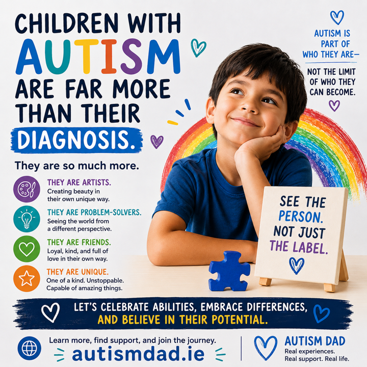 Autismdad67's tweet photo. Children on the #autism spectrum are far more than their diagnosis. They are artists, dreamers, problem-solvers, friends &amp; unique individuals with their own strengths, personalities &amp; potential. Autism is part of who they are, not the limit of who they can become. https://t.co/sjAhL5MBqq