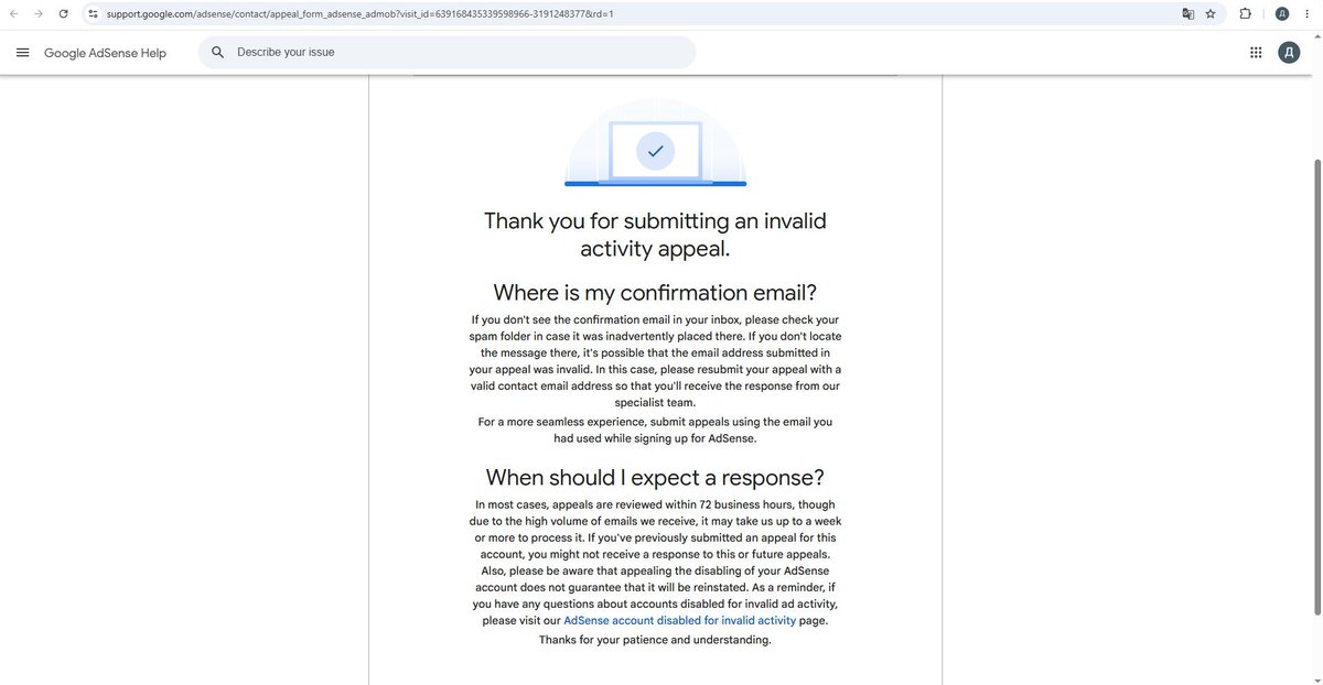 Do1Dooum's tweet photo. Why does it take so long to review an appeal for supposedly invalid clicks? The message says it could take 48 hours, but it's likely a week or more. Based on the screenshots and videos I've provided in other posts, some people continue to wait for review for months, and some have had their appeal rejected altogether, but YouTube doesn't send a notification, so the author thinks their appeal is still being processed. Why does a corporation like Google have so few staff to manually review it? I'm a professional creator and make a living from my channel. I spend about 6-8 hours in day for creating my videos; I can't work two jobs at once. A YouTube channel is a full-fledged business. Why does YouTube treat its creators this way, making them wait months for a decision on a matter that should take a few days at most? What do you think it's like for all these people to live without any means of support? Because you're not receiving any income because your AdSense account is blocked. YouTube forces its creators to scavenge for food, not to mention that some of these people won't be able to afford their rent and will end up living on the streets. Under these circumstances, a creator may not even be able to continue working on their channel after their AdSense account is unblocked. A YouTube channel is a full-fledged business, and I don't understand why the platform treats its creators so irresponsibly. After all, YouTube makes money thanks to its creators. What do you think is happening in the lives of people who haven't received income for two months? I've done all the hard work to build a body of evidence, which you can find in my posts (videos and screenshots). The reason for blocking my AdSense account for invalid clicks is false, as no evidence of invalid traffic was found. I don't know why the appeals team isn't taking into account the facts I provided. I filed an appeal (case id: [4-3443000041810]) on my Adsense account on June 8th, but today is the 19th and there's still no decision. Will there ever be one?  

YOUTUBE DEMONETIZED MY CHANNEL THREE TIMES! MY GOOGLE ADSENSE ACCOUNT WAS BLOCKED!
https://t.co/dRm1k2xPzv

YOUTUBE BLOCKED MANY ADSENSE ACCOUNTS AT ONCE! THIS IS NO ACCIDENT! https://t.co/mWAg57mzOT

@YouTube @GoogleAds @Google