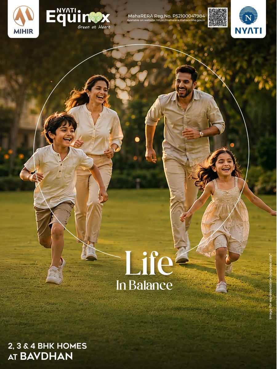 NyatiBuilders's tweet photo. With green open spaces, family-friendly amenities, and thoughtfully planned homes, Nyati Equinox brings together comfort, connectivity, and everyday well-being.​

Nyati Equinox​
2, 3 &amp; 4 BHK homes at Bavdhan​
#NyatiEquinox #NyatiGroup #Bavdhan #FamilyHomes #BalancedLiving https://t.co/P1C6oqrnqM