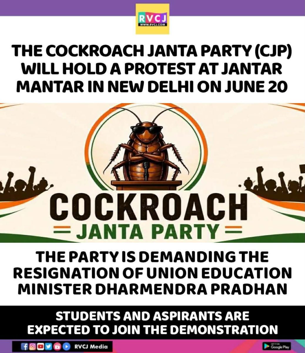 RVCJ_FB's tweet photo. Cockroach Janta Party!! https://t.co/Jv9ItzWRjU