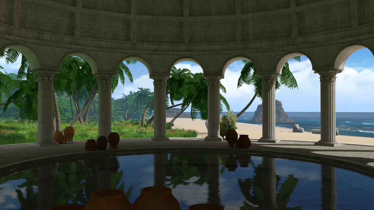 lord_plantotzco's tweet photo. 柱の間から雲海や海辺を眺めるためのワールドを作りました。リンクはリプ欄にあります。
また、今回はスポーン地点のBGMをぜぜぜっと（@Zzzetton1129）さんに制作していただきました。
ワールドの雰囲気に寄り添った特注品ですので、ぜひとも耳を傾けてみてください。
#VRChat_world紹介 https://t.co/drTnot1l0j
