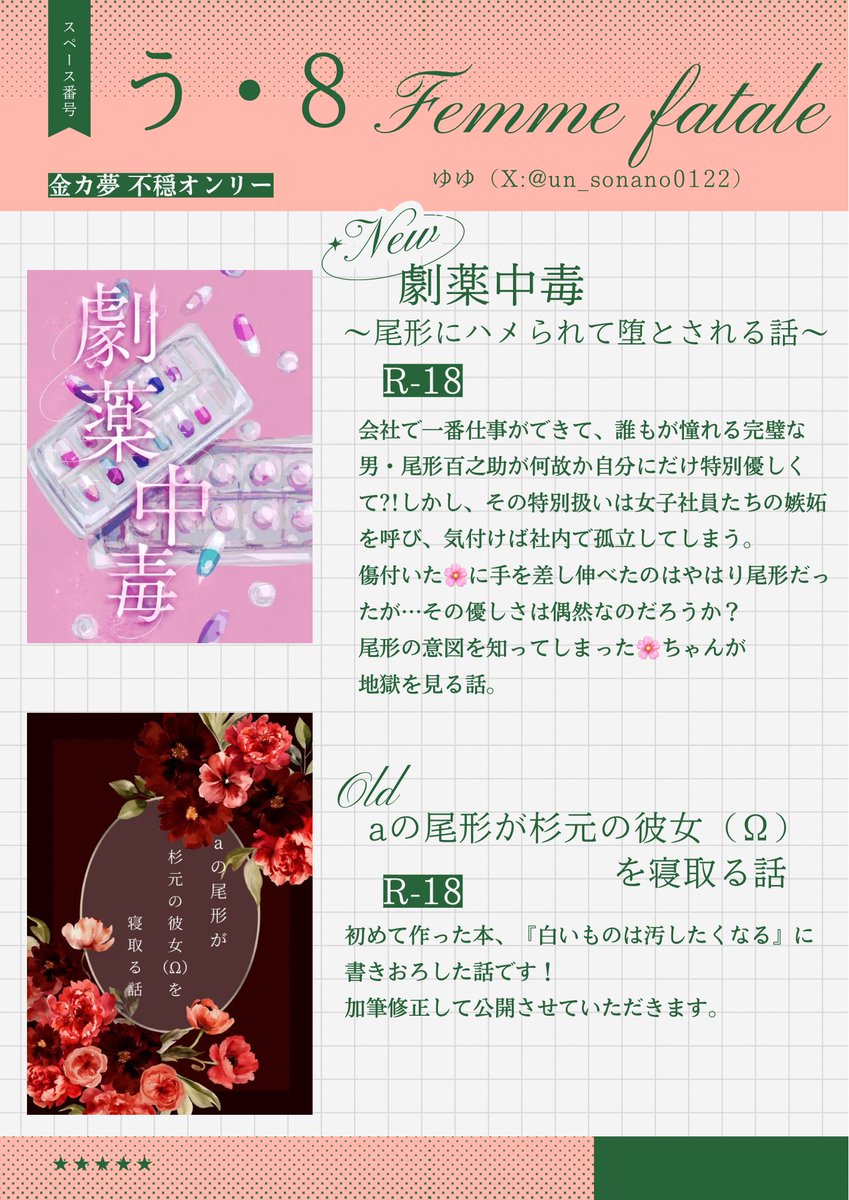 un_sonano0122's tweet photo. ୨୧‥∵‥‥∵‥‥∵‥‥∵‥‥∵‥୨୧

#夢は続くよ地獄まで 💎
開催おめでとうございます♡
前日の告知になってすみません💦

スペース番号→【う8】

※ntrの方は確実に出ますが、新作は間に合わなかったらすみません（後日ひっそり支部に上げます…）🥲

୨୧‥∵‥∵‥‥∵‥‥∵‥‥∵‥୨୧ https://t.co/2kBoMefr4B