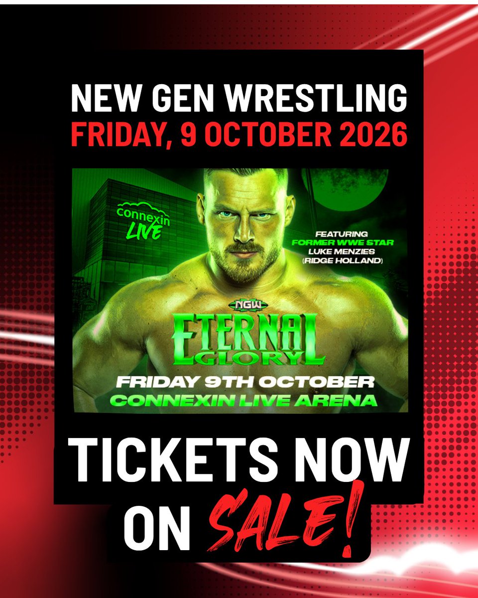 connexinlive's tweet photo. 🤼💥 TICKETS NOW ON SALE!

Eternal Glory 2026 will feature the most jaw-dropping, high-flying, heart-pumping wrestling that our great city has ever seen.

Get yours now 🎟️ https://t.co/cN51GojBlj https://t.co/s7ANHDKC3u