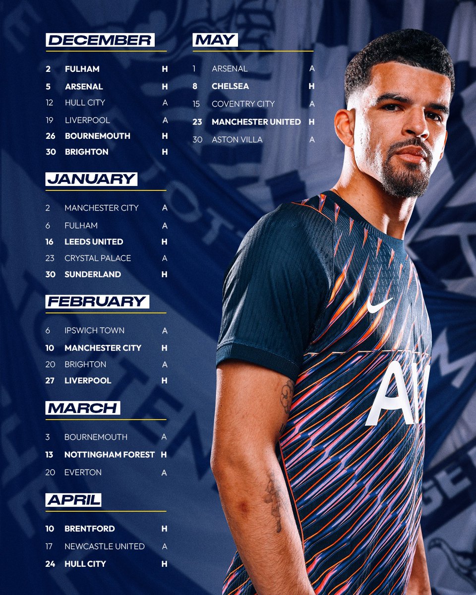 Spurs__JPN's tweet photo. すべてはここから始まる。

2026/27シーズンのプレミアリーグ日程が決定🗓️
開幕はブレントフォード戦⚔️

#SpursJP https://t.co/GRl5Wp41yF