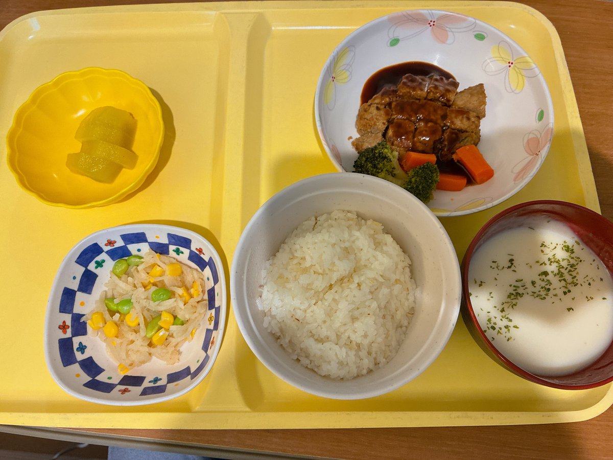 However_CH's tweet photo. 本日のハウディナー

ハンバーグ〔デミグラスソース）
大根サラダ
ポタージュスープ

#
キウイフルーツ

#脳梗塞Vtuber
#メルティハウ
#ハウディナー https://t.co/GuVZlhXXvN