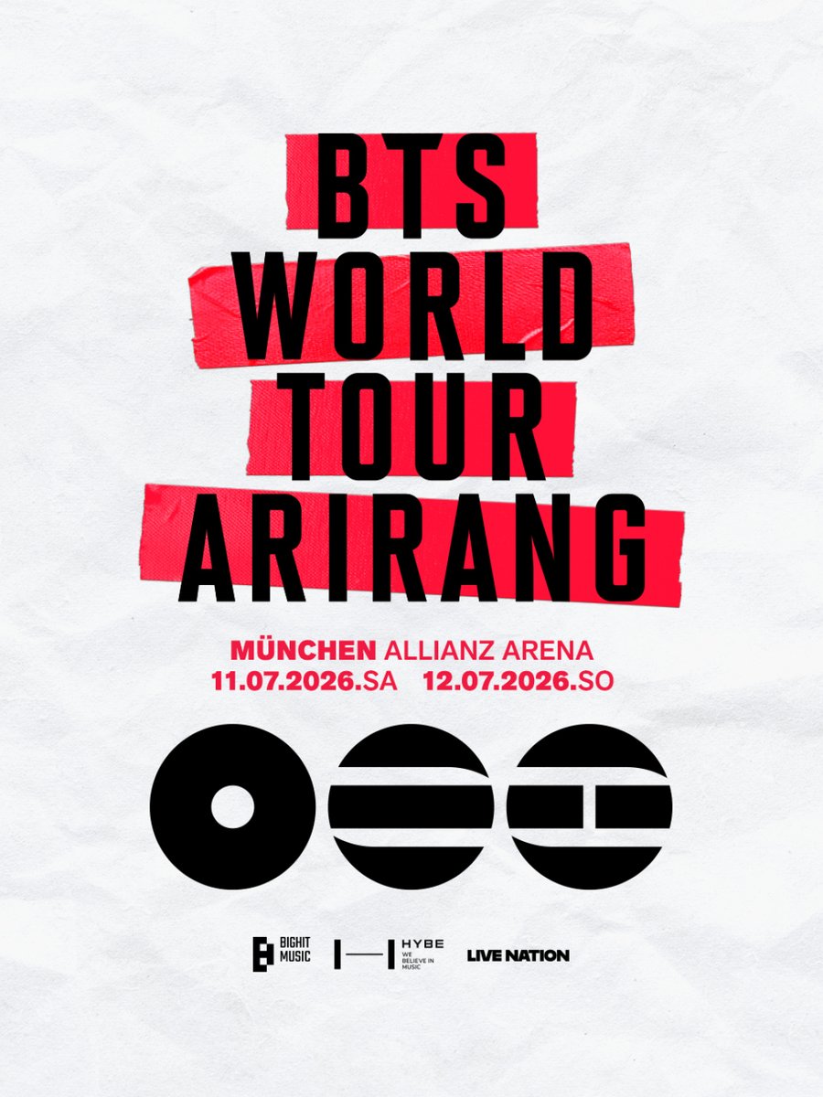 TicketmasterDE's tweet photo. Eine begrenzte Anzahl an Production Release Tickets für die @bts_bighit  WORLD TOUR ‘ARIRANG’ in München sind am Freitag, den 19. Juni, um 15:00 Uhr bei Ticketmaster verfügbar: https://t.co/0RX8092H15

Diese Tickets werden direkt über Ticketmaster freigegeben und sind voraussichtlich schnell ausverkauft. Die Warteschlangen öffnen 30 Minuten vor Verkaufsstart. Fans wird empfohlen, sich frühzeitig einzuloggen und der Warteschlange beizutreten, um bereit zu sein. Alle Tickets werden nach dem Prinzip „Wer zuerst kommt, mahlt zuerst“ verkauft.