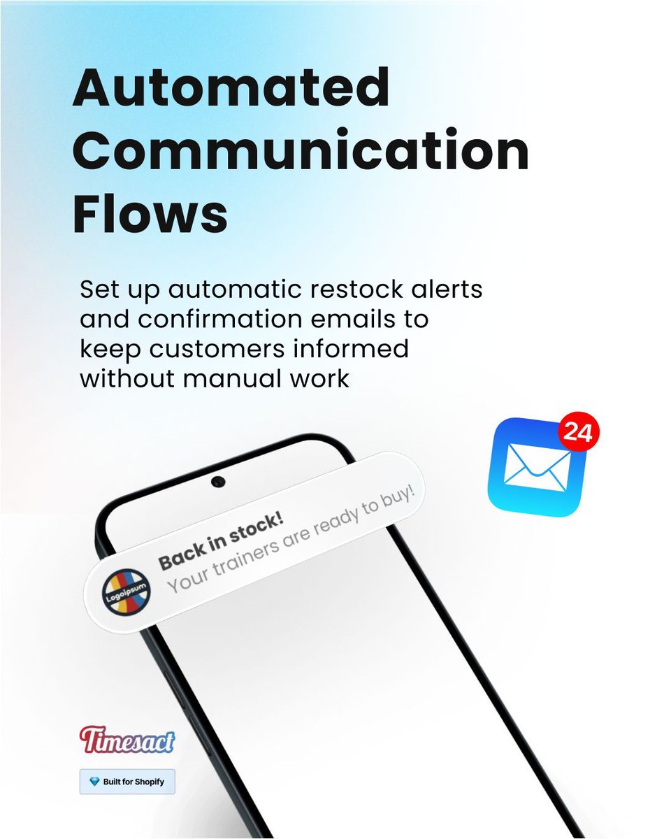 timesact's tweet photo. Fully automate pre-order workflows with @Timesact. 

Stop manual updates. Harness: 
🏷️ Intelligent order tagging 
💳 Partial payments 
⚙️ Inventory triggers 
🔔 Auto-restock alerts

Maximize client revenue with a smoother UX. Ship smarter. 💸

Playbook: https://t.co/A4bI7Xv6uK https://t.co/TzFcXeQYXN