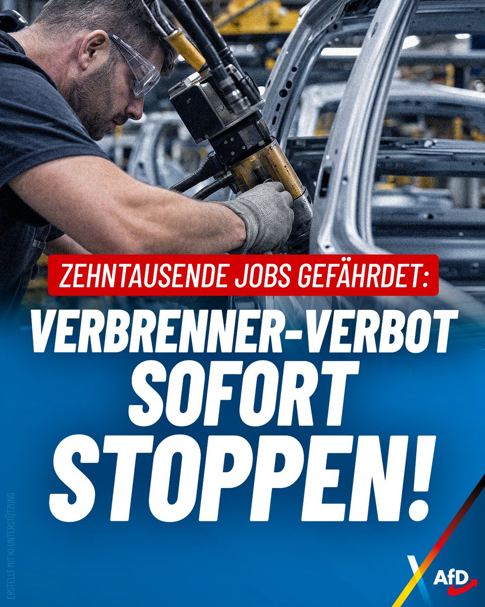 AfD's tweet photo. Eine Anfrage der AfD zeigt das Ausmaß der Autokrise in Baden-Württemberg. Seit 2023 sind 18.000 Jobs weg, bis 2040 droht das Aus für jeden dritten Arbeitsplatz. Wir fordern das Ende der völlig verfehlten linksgrünen Wirtschaftspolitik und die Sicherung unserer Arbeitsplätze! https://t.co/83866VUUkw