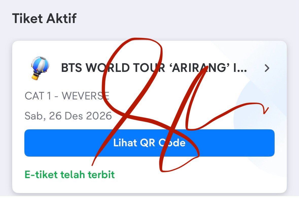 heartstringv's tweet photo. WTS‼️ tiket BTS Arirang CAT 1 DAY 1 (ada 2 tiket), di jual karena dapet di day 3, yang minat boleh chat buat tanya harga yaa, di urus sampe tiket fisik

#WTS #WTB #ZONAUANG #BTS_ARİRANG https://t.co/LEW4QoHa6z