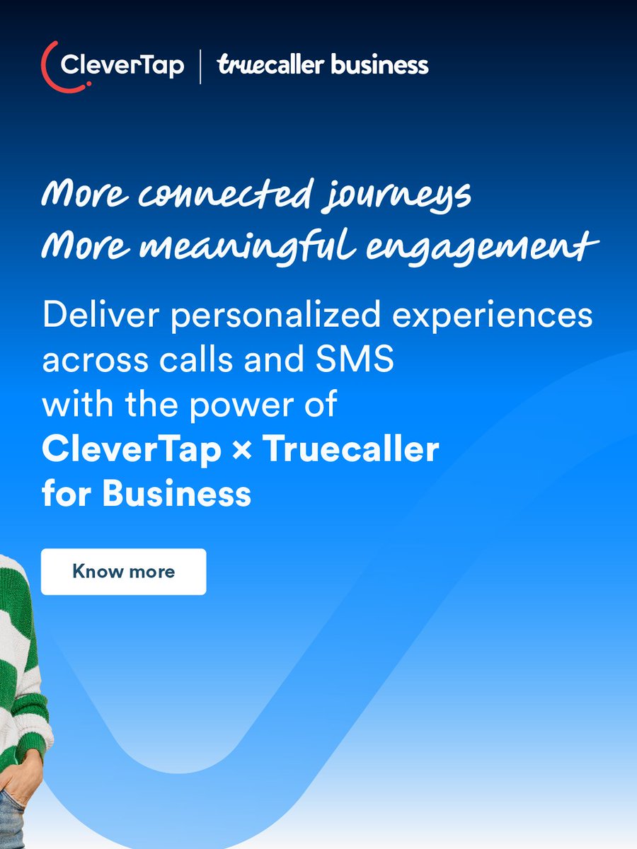 CleverTap's tweet photo. CleverTap ๐ค @BizTruecaller https://t.co/0VuSHklwrt
๐ Turning calls into contextual engagement moments with:
โ Branded call screens
โ Context before pickup
โ Engagement beyond the call
We are bringing in a smarter channel for your hyperpersonalized customer engagement needs.
#CustomerEngagement #CleverTap #Truecaller #MarTech #Marketing #CustomerExperience