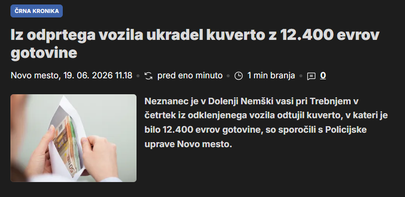 DarjanK's tweet photo. Pri taki zgodbi prav gotovo obstaja neko ozadje. Kdo bi imel v avtu tako količino denarja v odprtem avtu pa ravno tega bi (naključno) okradli? https://t.co/Paixmm6pfq