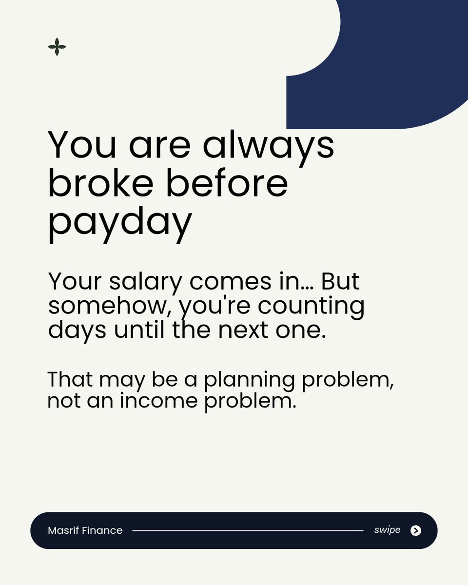 Masrif_in's tweet photo. Being broke isn't always an income problem.

Sometimes, it's a strategy problem.

5 signs you may need professional financial guidance👇

•Broke before payday •No emergency fund •Growing debt •No idea where your money goes •Goals without a plan

Which one describes you? https://t.co/csZM0bhYXf